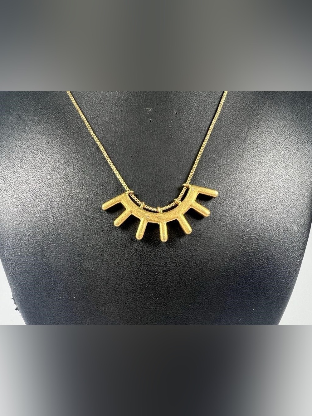 Madewell Gold Sunburst Pendant Necklace with Fringe Hoop Earrings - Picture 3 of 10